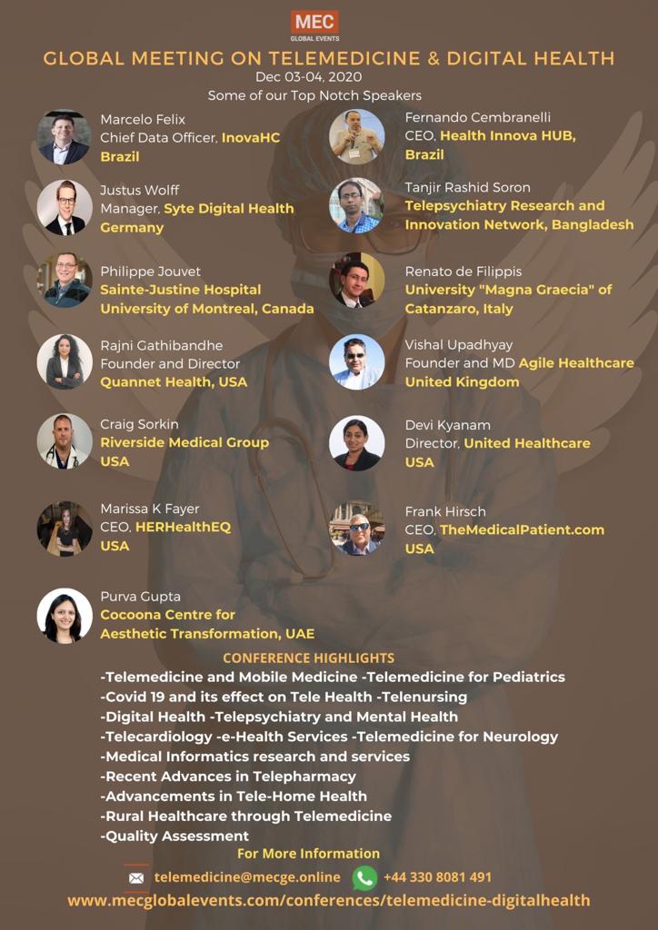 HIHUB CEO to Keynote at Global Meeting on Telemedicine&Digital Health (Dec 03-04,2020,Digital)