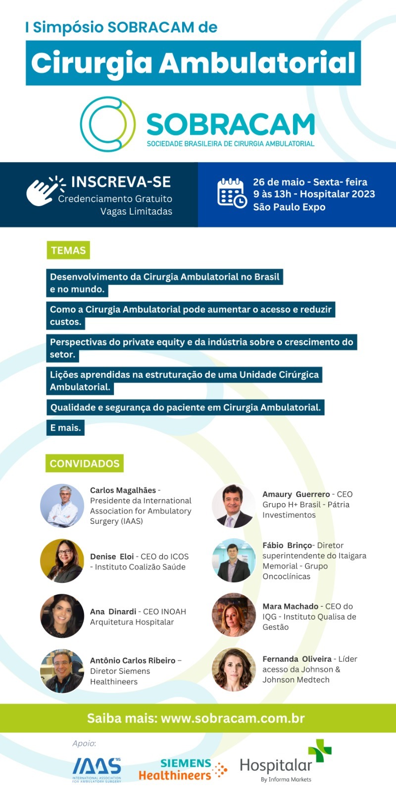 I Simpósio SOBRACAM Cirurgia Ambulatorial (26/Maio,Hospitalar, Gratuito)