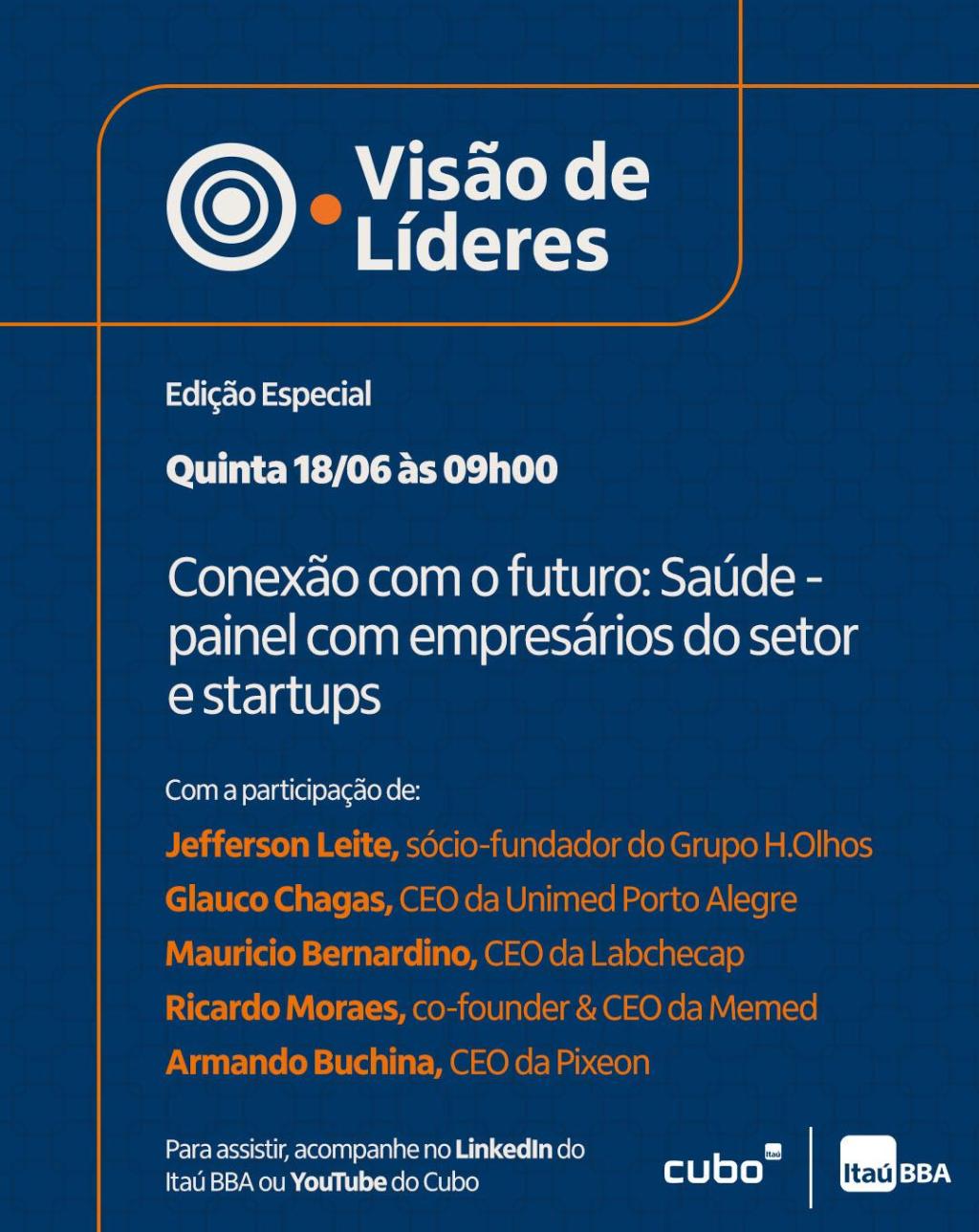 Visão de Líderes: Conexão com o Futuro:Saúde-Painel com Empresários do Setor e Startups&nbsp;(18/06,9:00)