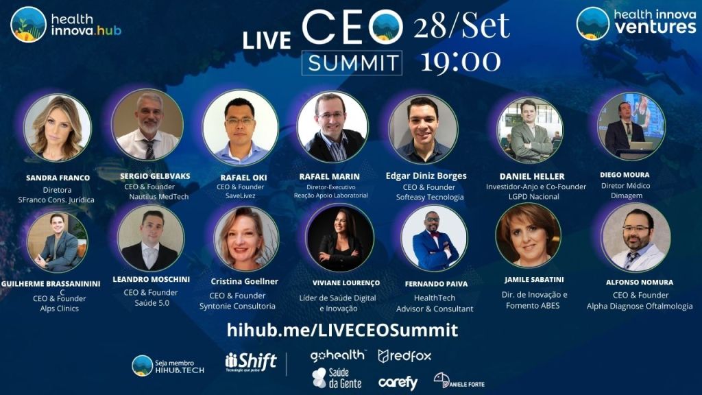 LIVE HIHUB.TECH🌎CEO Summit (28/Set,19:00): Construindo o Futuro da&nbsp;Saúde🚀