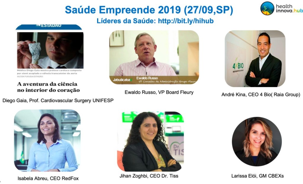 Excepcionais Lideres e Inovadores, em Saude, estarao no Saude Empreende 2019 🌞🤝🇧🇷