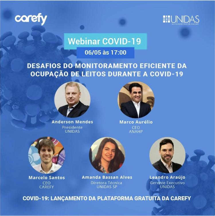WEBINAR: Monitoramento eficiente da ocupação de leitos durante a COVID-19 (06/05,17hs)-UNIDAS e&nbsp;Carefy