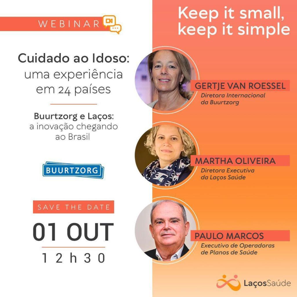 Laços Saúde Convida: Webinar Cuidado ao Idoso – Experiência do Buurtzorg, em 24 países&nbsp;(01/10,12:30)
